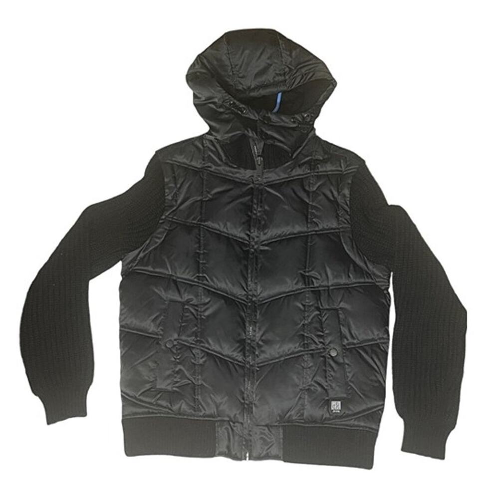 Calvin Klein Black Puffer Black Jacket Hooded Full Zip Men's Size Medium M USED